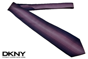 N-1371* free shipping * super-beauty goods *DKNY Donna Karan New York * made in Japan purple purple color gradation weave cloth silk necktie 