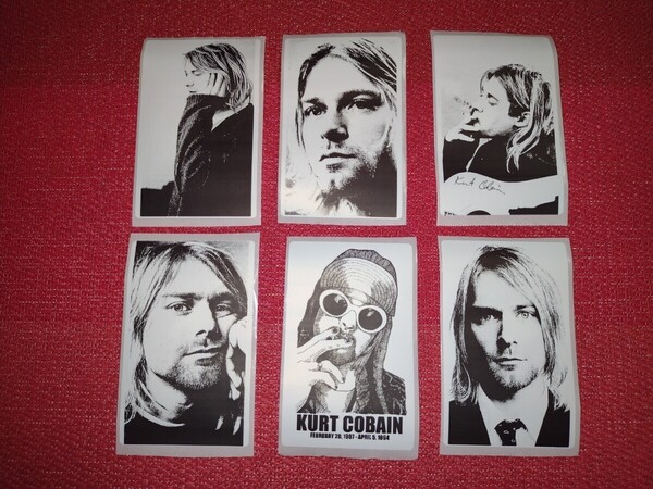 Nirvana Kurt Cobain ニルヴァーナ カート・コバーン 全長8cm防水加工シール 6枚