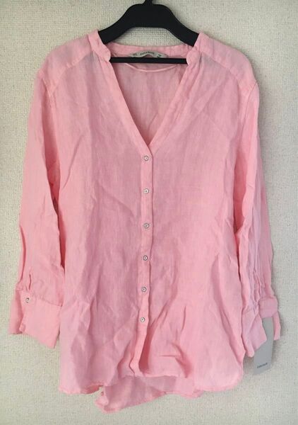 新品タグ付き ZARA リネンシャツ ピンク M