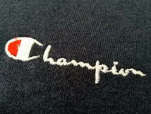 即決で送料無料 良好 ～90s USA製 ビンテージ champion チャンピオン ロゴ刺繍 前V スウェットパーカー 紺 XL アメリカ製 NAVY_画像5