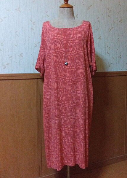 値下げ 正絹 シルク 100% ちりめん ハンドメイド ロングワンピース