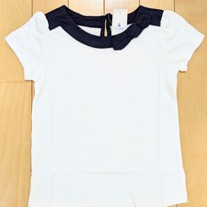 【新品・タグ付】GAP 白×紺リボン パフ袖 トップス / サイズ 95 3T baby Gap 女の子 ギャップ