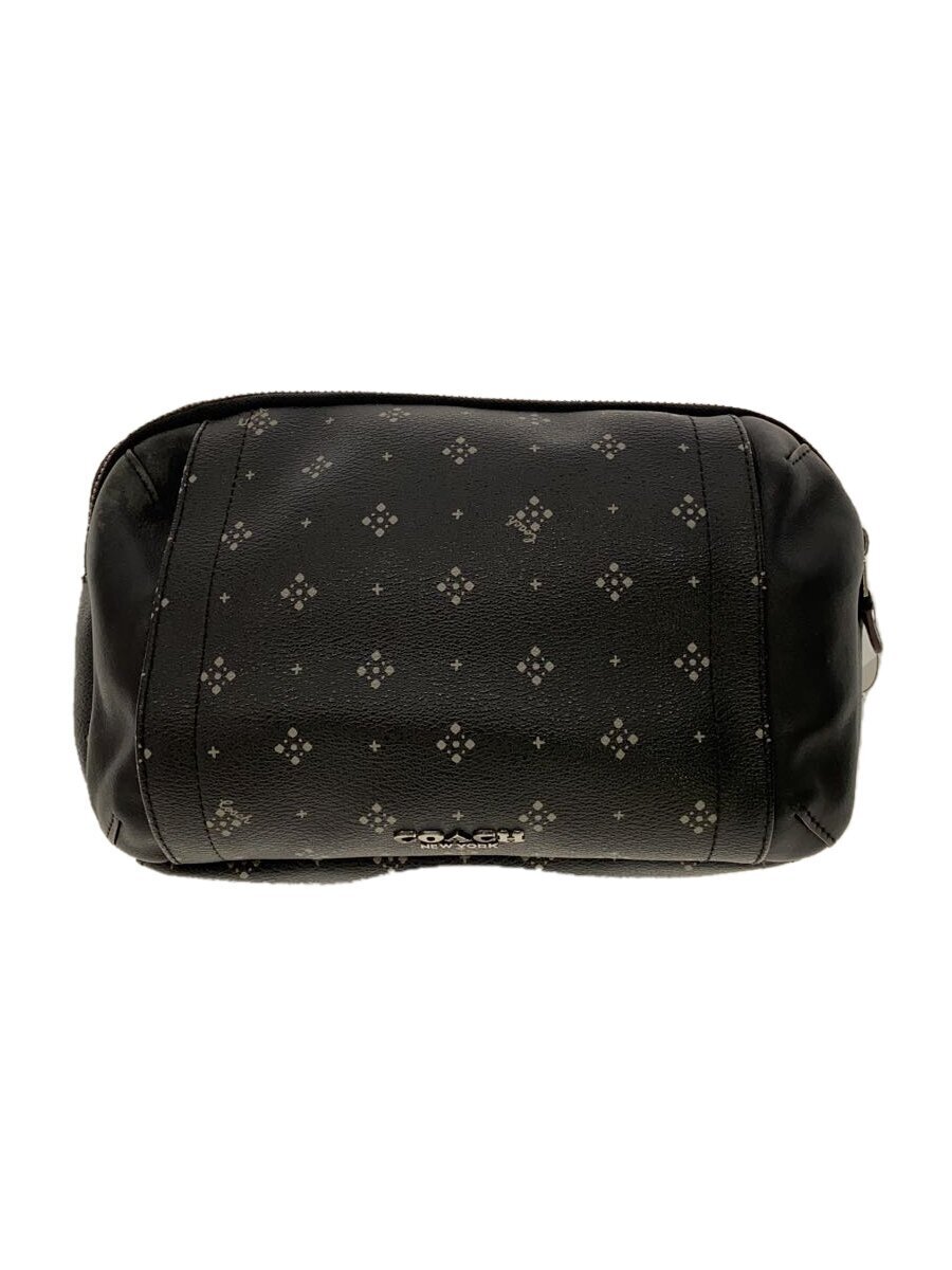 COACH◆スリングバッグ/ロゴ/ダイヤ柄/クロスボディーバッグ/レザー/BLK/総柄/F73013