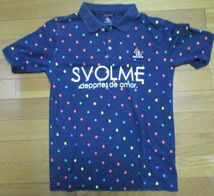 svolme　ドット　ポロシャツ　水玉　総柄　サッカー　フットサル　ロゴ　Ｍサイズ　ワッペン　スボルメ_画像2