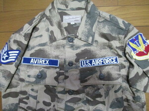 AVIREX　US AIR FORCE　コンバット　ワッペン　半袖　シャツ　ARMY　迷彩　カモフラ　ミリタリー　