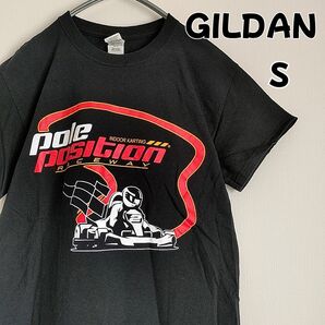 GILDAN ビッグプリント 半袖 Tシャツ 黒 S 海外ブランド