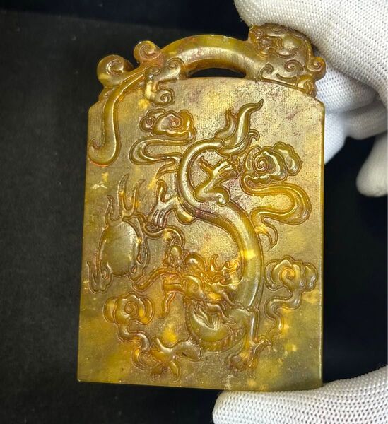 細工彫刻龍牌古玉 中国玉、縁起物、金運、古美術、中国古玩、お守り、古美術、辰年 古美術品 根付 玉壁 玉佩 古玉