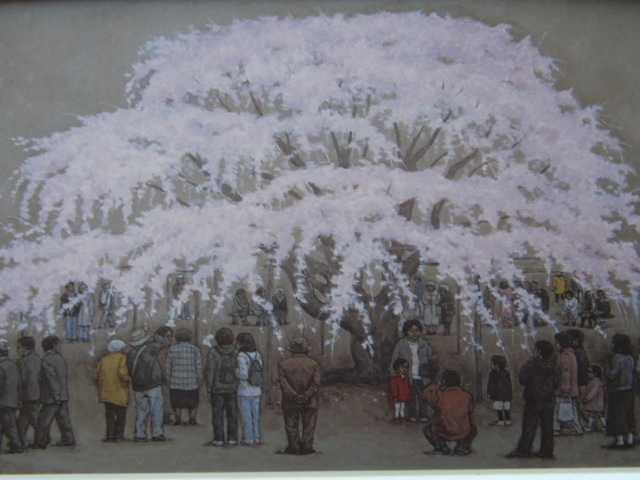 Masayoshi Aigasa [Die Person, die Kirschblüten sieht] Seltene Kunstbuchillustration, In guter Kondition, Nagelneu mit hochwertigem Rahmen, Kostenloser Versand, Westliche Malerei, Ölgemälde, Landschaft, null, Malerei, Ölgemälde, Natur, Landschaftsmalerei