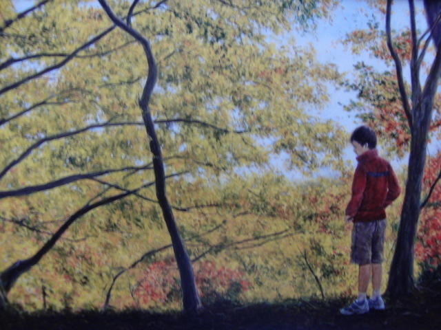 Sada Yamamoto [Autumn with a boy] Rare art book, Good condition, Brand new high quality framed, free shipping, Western painting oil painting landscape, zero, painting, oil painting, portrait