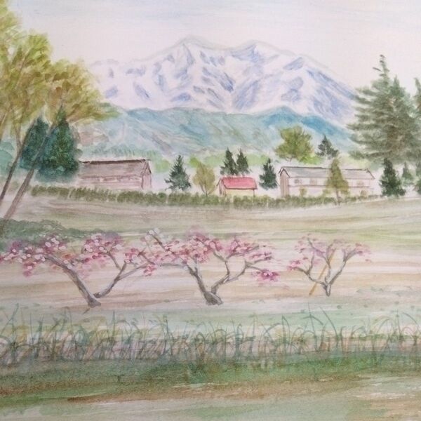 水彩画「信州 安曇野」