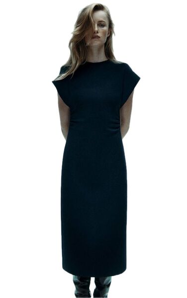 【ZARA】ギャザーディテール入りミディ丈ワンピース