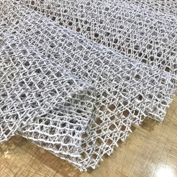 ゆる編みメッシュニット ホワイトグレー 145cm巾×1m