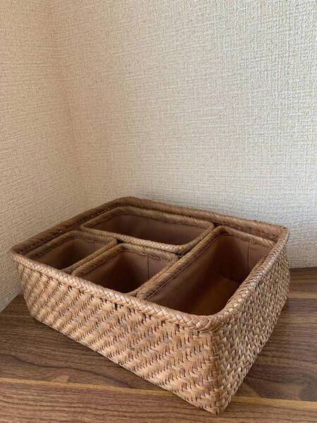山葡萄 手作り 収納箱セット 網代編み