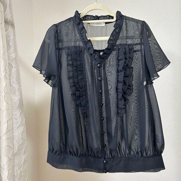RAY BEAMS シフォン ブラウス シースルー 半袖 シャツ ゆったり