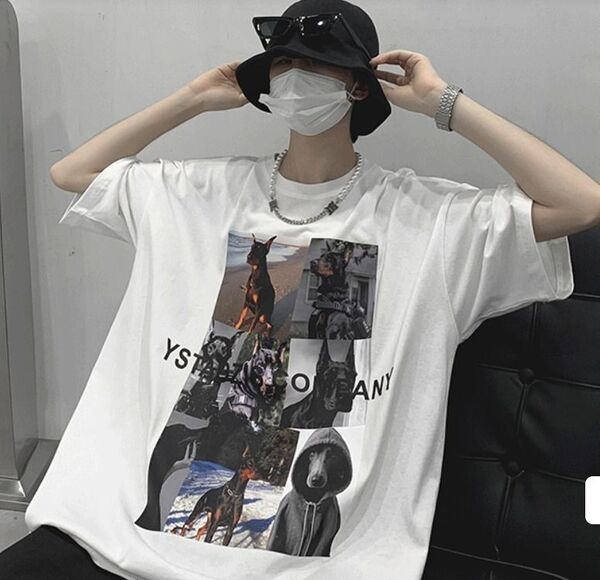 メンズ Tシャツ オーバーサイズ ビッグ 2XL ドッグ トップス カジュアル