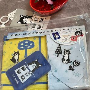 未使用タグ付き♪ クールネックタオル保冷剤付き白黒さん夏対策セット