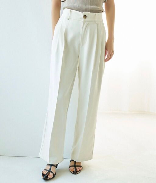 ビシルエットテーパードパンツ mysty woman 111385 ホワイト 白