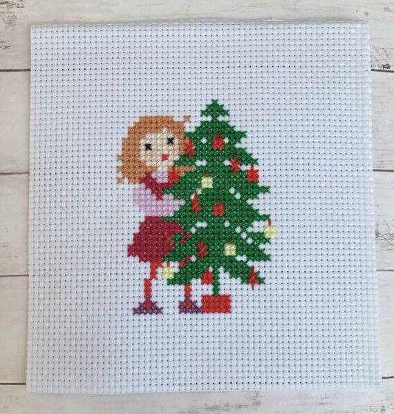 クリスマスサモイロフクロスステッチ完成品