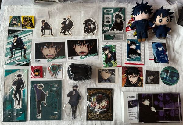 伏黒恵26点セット(アクリルブロック、ステッカー、ぬい、缶バ、アクスタ他)