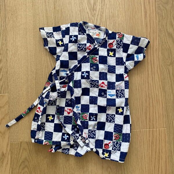 甚平 ベビー服 ロンパース 50〜60センチ ネイビー