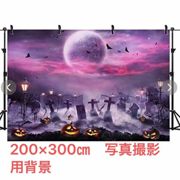 200×300㎝ 背景 パンプキン 満月 ハロウィン ウィッチ 壁紙 パーティー イベント お城 こうもり バット 写真撮影