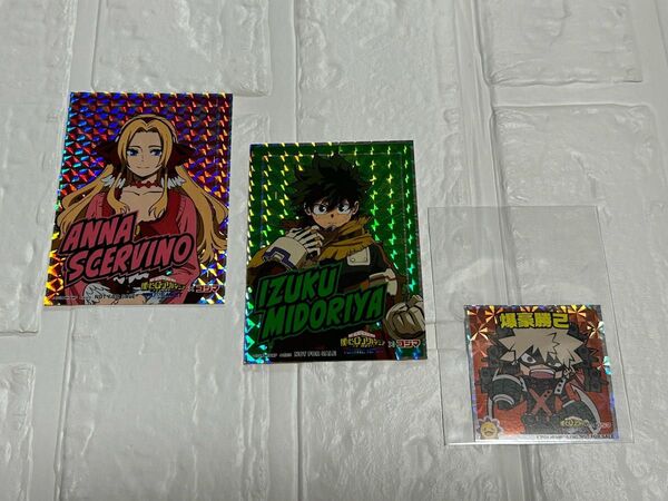 僕のヒーローアカデミア×コジマ アンナシェルビーノ/緑谷出久ホログラムカード&爆豪勝己ホログラムステッカー 非売品