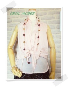 ka24*CECIL McBEE*. pink * front another cloth * ribbon .. blouse *