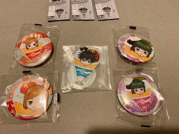 呪術廻戦 ぷにとっぷ くれーぷりーあそーと アクリルスタンド 伏黒恵 ホログラム缶バッジ 釘崎野薔薇 禪院真希 5点セット