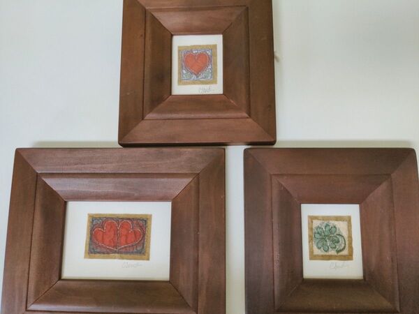 「claireSowdenクレアソヴデン亅お洒落ハートイラスト刺繍額入りセット インテリア 額装