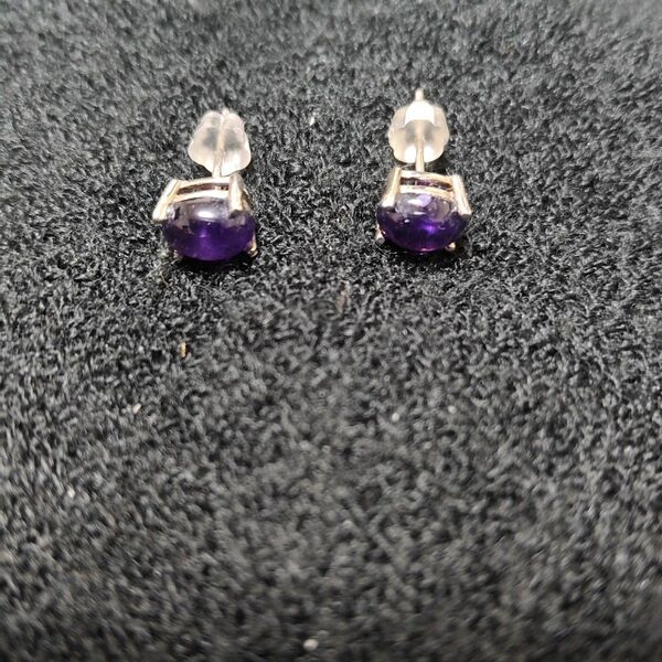 アメシストS925銀ピアス