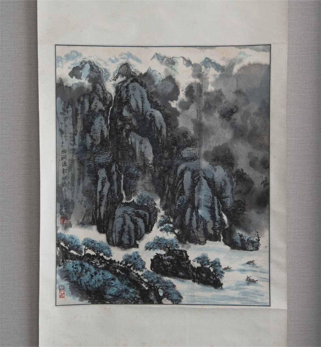 【转载】李士俊, 1993, 景观, 滚动, 雪色四色本, 中国画, 艺术品, 书, 幛