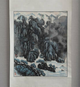 Art hand Auction 【模写】李士俊 1993年作 山水 立軸 設色紙本 中国 絵画, 美術品, 書, 掛軸