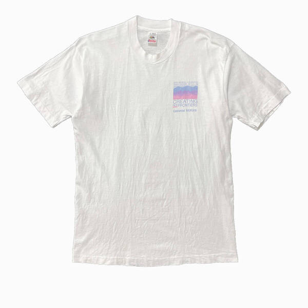 USA 古着 90S ヴィンテージ ゼネラルモーターズ ロゴ Tシャツ メンズL GENERAL MOTORS シングルステッチ 白 ホワイト BA3227