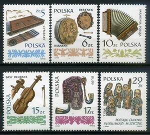 ★1983年 ポーランド 楽器 6種完 未使用切手(MNH)◆YA-113◆送料無料