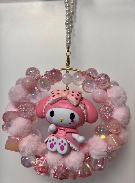ハンドメイドアクリルビーズリース ピンク