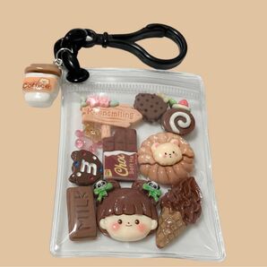 ガチャ詰め風 キャンディポーチ キーホルダー 推し色 ブラウン カフェ チョコ