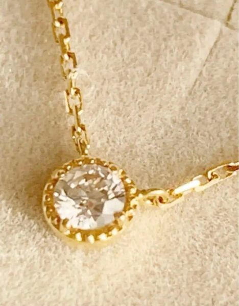 ★agete アガット★ K18 ダイヤネックレス 0.07ct