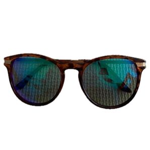 美品 H&M エイチアンドエム レオパード サングラス 色付き メガネ レディース 夏 青