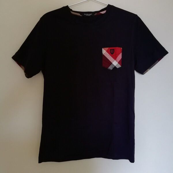 日本製 ブラックレーベル クレストブリッジ 半袖Tシャツ ブラック クールネック ポケット 三陽商会 Tシャツ