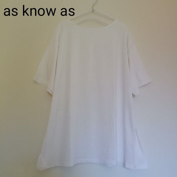 アズノウアズ as know as Tシャツ カットソー ホワイト 半袖 大きめ ゆったり フリー
