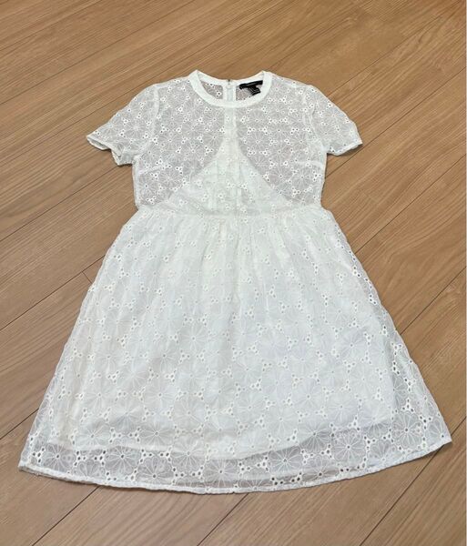 FOREVER 21 総レースワンピース 膝丈 ホワイト S