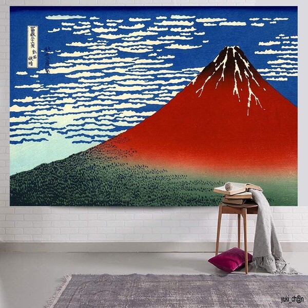 タペストリー 横150cm×縦100cm 富士山 和風 壁掛け おしゃれ クールジャパン飾り用品 家飾り 浮世絵風