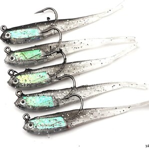 10点セット ヒラメセット ジグヘッド ワーム ソフトルアー シーバス ヒラメ タチウオ カサゴ 青物 淡水・海釣り 釣りタックル 3D チューブ