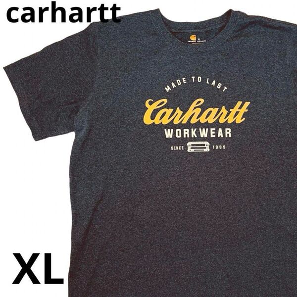 日本未発売 carhartt アメリカ古着 ビッグプリント ダークグレー XL
