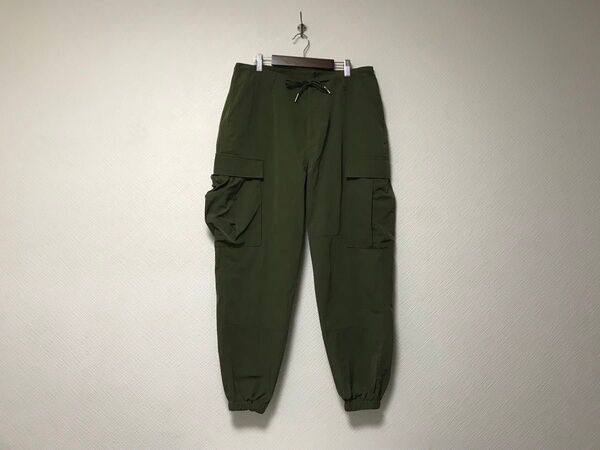 美品本物レヴォRevo.サテン光沢イージーワークカーゴパンツサーフアメカジミリタリーゴルフビジネススーツメンズカーキ1S