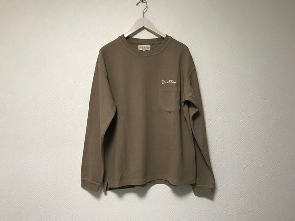 本物ダファーDUFFERコットンロゴ刺繍長袖TシャツロンTメンズサーフアメカジワークミリタリースーツビジネスモード茶ブラウンS