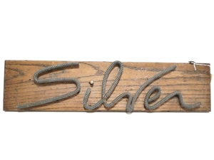 60～70’ｓ　ビンテージ　Silver　シルバー　木製×鉄　看板　サイン　インテリア　ディスプレイ　店舗什器　飾り　アメリカ雑貨