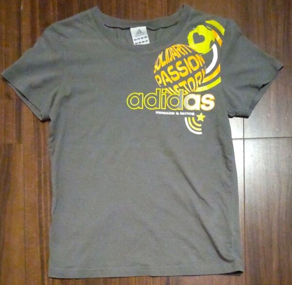 アディダス 半袖 Tシャツ レディース ガールズ サイズS グレー 中古