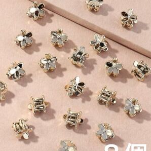 ゴールド お花 ヘアクリップ ヘアアクセサリー ヘアアレンジ 発表会 イベント 学園祭 ミニクリップ フラワー 金 結婚式 韓国