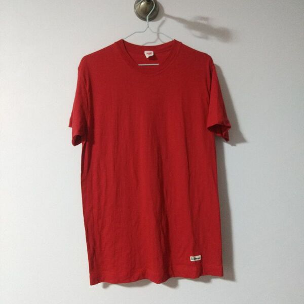 半袖Tシャツ メンズ Mサイズ 赤 Hanes 無地 シンプル ワンポイント